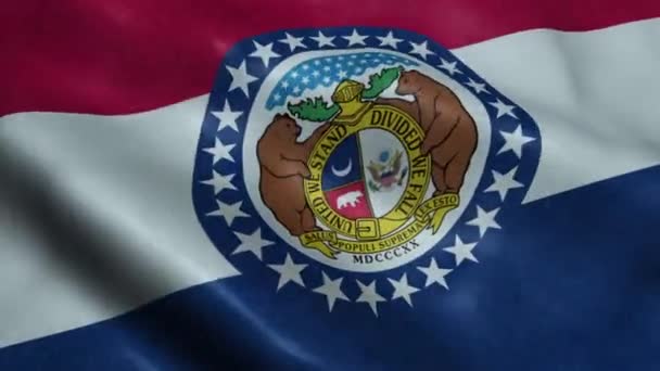 Staat Missouri Vlag Naadloze Looping Zwaaiende Animatie — Stockvideo