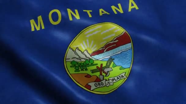 State Montana Flag Seamless Looping Waving Animation — Stock Video