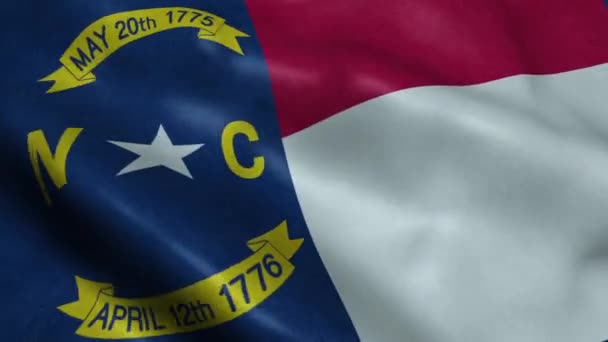 State North Carolina Flag Seamless Looping Waving Animation — Stock Video