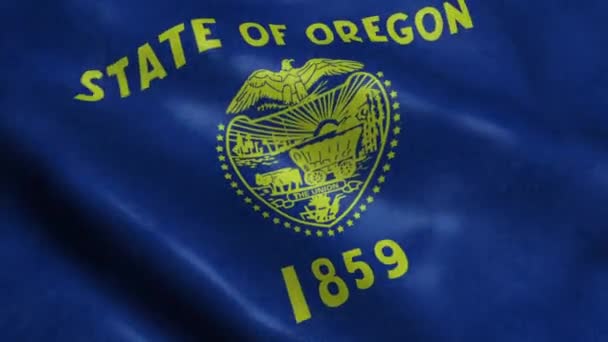 Stát Oregon Příznak Bezproblémový Mávající Animace — Stock video