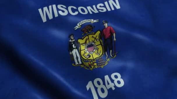 Estado Wisconsin Bandera Seamless Looping Ondeando Animación — Vídeo de stock