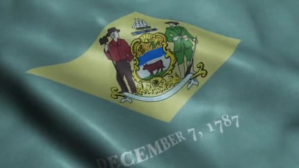 Állam Delaware Zászló Varrat Nélküli Hurkolás Integetett Animáció — Stock videók