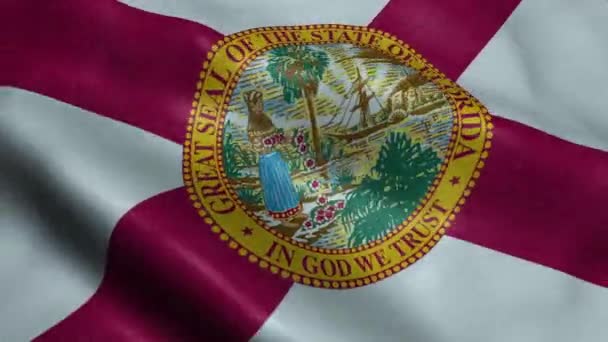 Zustand Der Florida Flagge Nahtlose Looping Winkende Animation — Stockvideo