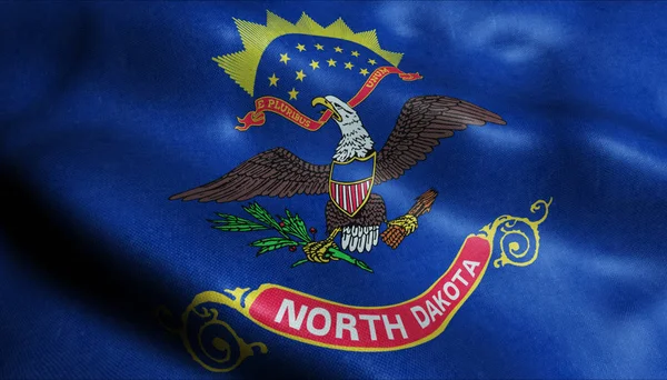 Staat North Dakota Zwaaiende Vlag — Stockfoto