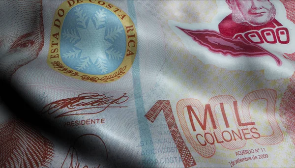 Waved Costa Rica Colon Banknote Money — Stock Photo, Image