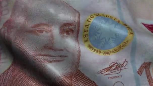 Dalgalı Kosta Rika Kolon Banknot Para — Stok video
