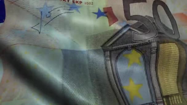 Waving Fifty Euro Bill Banknote Obverse — Stock Video