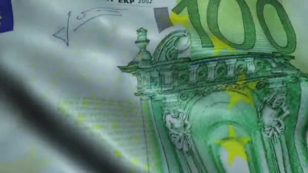 Ondulação Cem Euro Bill Notas Obverse — Vídeo de Stock