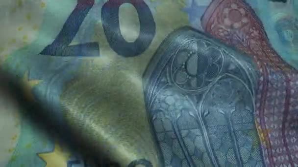 Waving Yirmi Euro Bill Banknot Obverse — Stok video