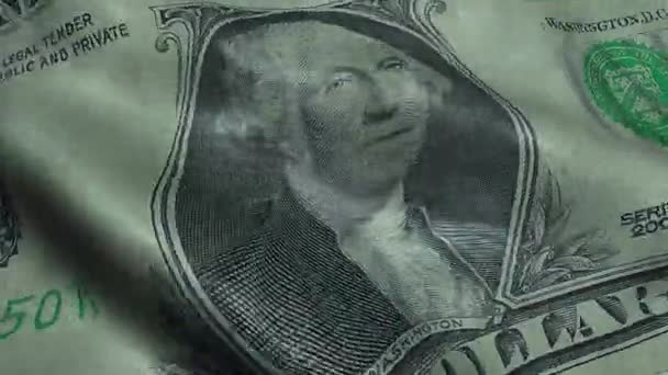 Viftande Usa Presidenten George Washington Skrynklig Dollar Bill Obverse — Stockvideo