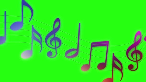 Flying Musical Notes Green Screen Background — Stock Video