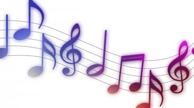 Beyaz Arka Plan Üzerine Uçan Müzik Notaları