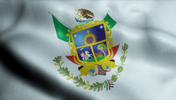 Waving Flag Queretaro City Close View — стоковое фото