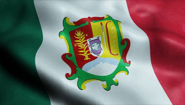 Nayarit City Flag Country Mexico Closeup View Rendering — Stock Photo, Image