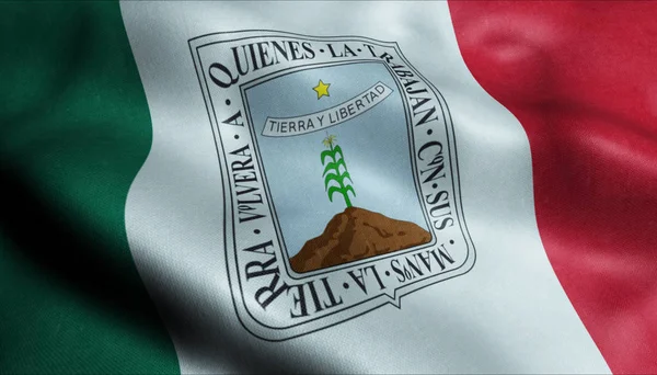 Flaga Miasta Morelos Kraj Meksyk Widok Zbliżenia Renderowanie — Zdjęcie stockowe