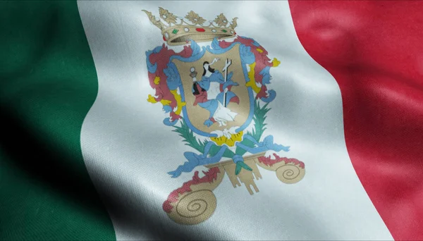 Flaga Miasta Guanajuato Kraj Meksyk Widok Zbliżenia Renderowanie — Zdjęcie stockowe