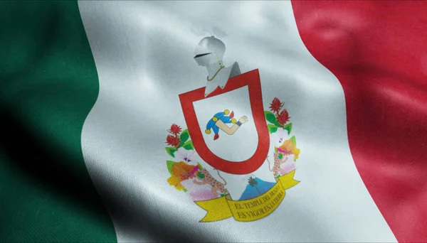 Flaga Miasta Colimy Kraj Meksyk Widok Zbliżenia Renderowanie — Zdjęcie stockowe