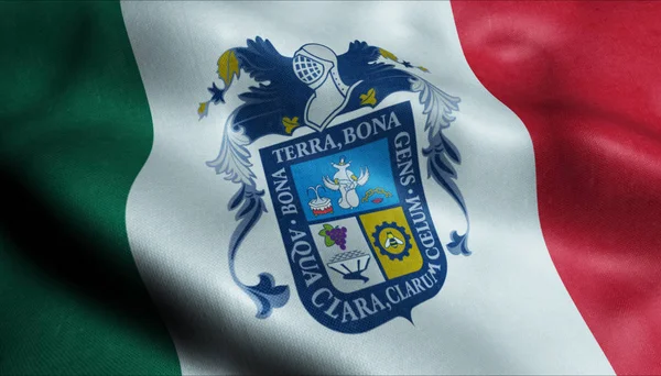 Флаг Агуаскальентеса Мексика Вид Крупный План Рендеринг — стоковое фото