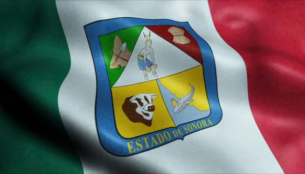 Σημαία Πόλης Σονόρα Χώρα Μεξικό Κοντινά Πλάνα Απόδοση — Φωτογραφία Αρχείου
