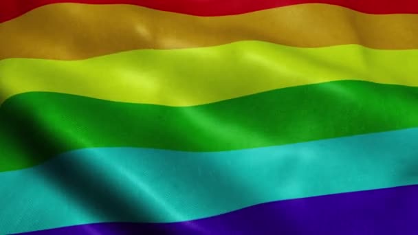 Розмахуючи Rainbow Лгбт Прайд Прапор Безшовної Петлі — стокове відео