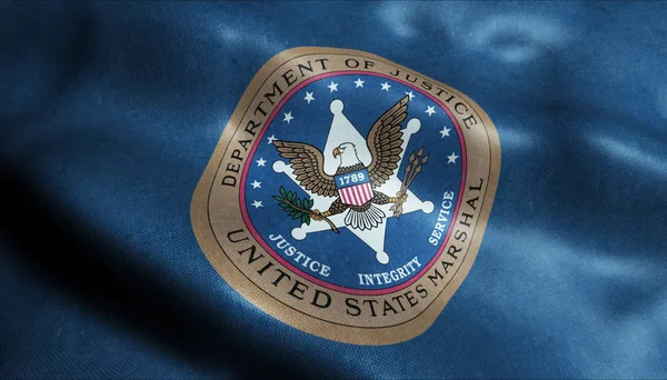 Bandeira Acenação Departamento Marshals Dos Estados Unidos Service Closeup View — Fotografia de Stock