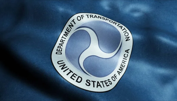 Waving Flag United State Department Transportation Services Closeup View — Stock Photo, Image