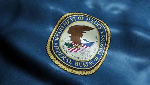 Bandeira Acenação Federal Bureau Prisons Closeup Dos Estados Unidos — Fotografia de Stock