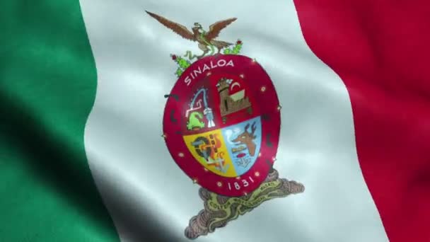 Bandera Del Estado Sinaloa México Animación Ondulante Bucle Sin Costura — Vídeos de Stock