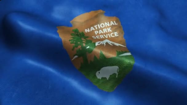 Flagga National Park Service Sömlös Looping Vinka Animation — Stockvideo