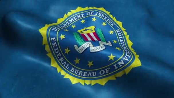 Vlag Van Fbi Overheidsinstantie Naadloze Looping Zwaaiende Animatie — Stockvideo