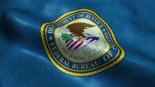 Bandera Del Departamento Oficina Federal Prisiones Los Estados Unidos Animación — Vídeo de stock