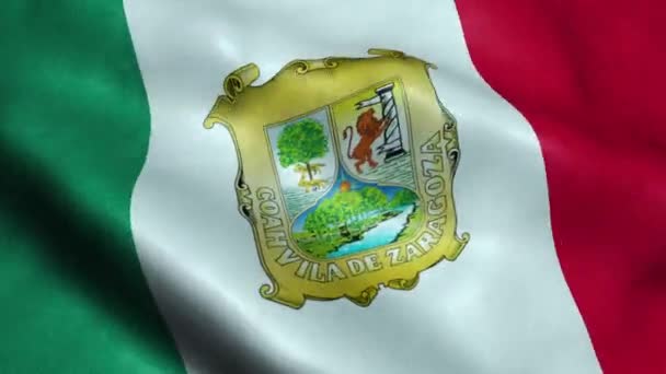 墨西哥科阿韦拉州旗无缝循环摇摆动画 — 图库视频影像
