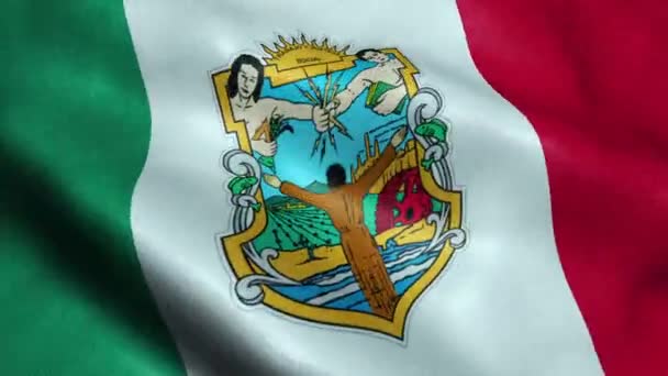 Vlag Van Mexicaanse Staat Baja California Naadloze Looping Zwaaiende Animatie — Stockvideo