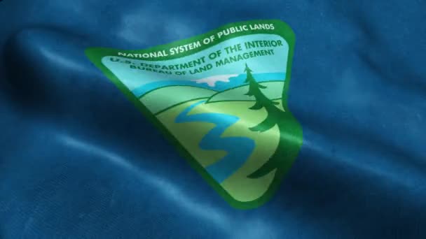 Flaga Departamentu Stanów Zjednoczonych Biura Zarządzania Gruntami Bezszwowe Zaplące Animacja — Wideo stockowe