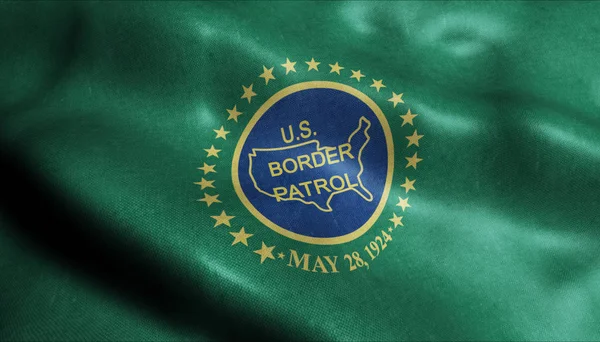 3D Waving Flag of the United States Border Patrol Closeup View