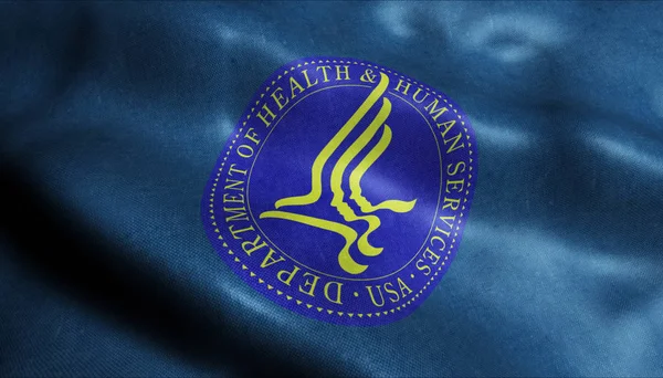 3d Amerika Birleşik Devletleri Sağlık ve İnsan Hizmetleri Closeup Görünümü Birleşik Dışişleri Bakanlığı Bayrağı Waving