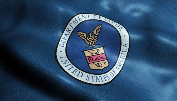 3d Birleşik Dışişleri Bakanlığı Çalışma Closeup Görünümü Bayrağı Sallayarak