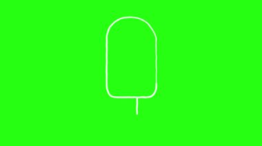 Yeşil Ekranda Ice Pop Icon El Çizimi çizgi film Animasyon Doodle