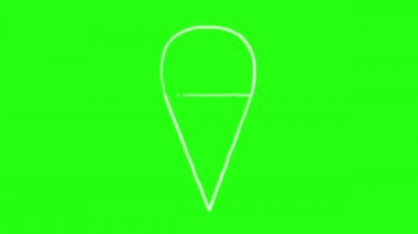 Yeşil Ekranda Dondurma Simgesi El Çizmek karikatür Animasyon Doodle