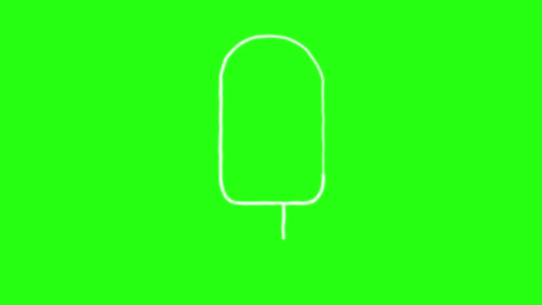 Ledová Popová Ikona Ruka Kreslení Kreslené Animace Doodle Zelené Obrazovce — Stock video