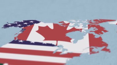 Alan sığ derinliği ve Kanada odaklanmak ile Kuzey Amerika Dünya dünya haritası