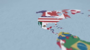 Modern Harita ve Bayrak Anahat ile Meksika Ülke Sınır 3d görselleştirme