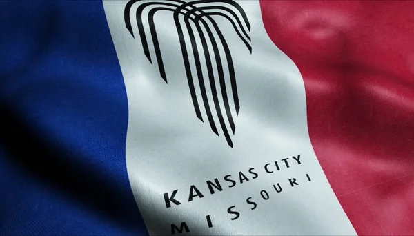 Waving Flag Kansas City Closeup View — стоковое фото