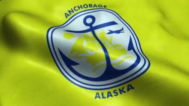 Anchorage Usa Şehri Bayrağı Kusursuz Dalgalanma Canlandırması