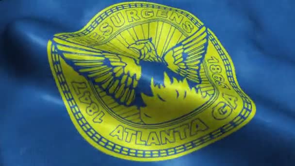 Bandera Atlanta Usa City Seamless Looping Animación Ondulante — Vídeo de stock
