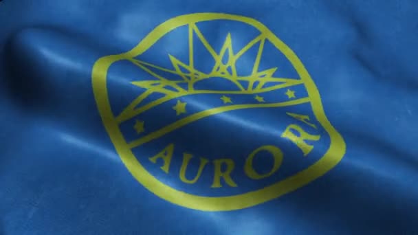 Flag Aurora Usa City Seamless Looping Waving Animation — Stock video