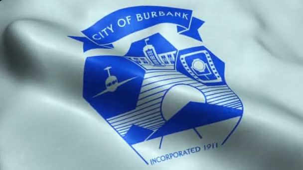 Flag Burbank Usa City Seamless Looping Waving Animation — ストック動画