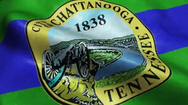Chattanooga Usa市无缝隙环路动画旗 — 图库视频影像