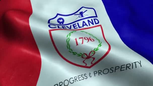 Flaga Cleveland Usa City Płynne Pętli Waving Animation — Wideo stockowe