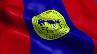 Downey Usa Şehri Bayrağı Kusursuz Döngüsüz Dalgalanma Canlandırması